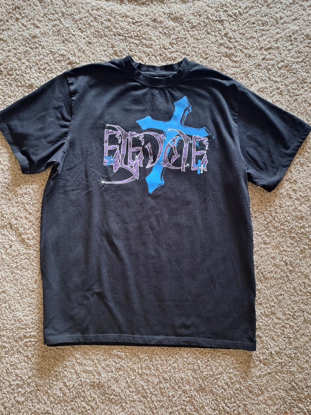 Saint Elevate "Angel" Graphic Tee Black Blue - Oversized Size Small